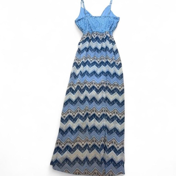 As U Wish boho blue hi low maxi dress with adjustable straps and belt. Size M - Picture 3 of 8